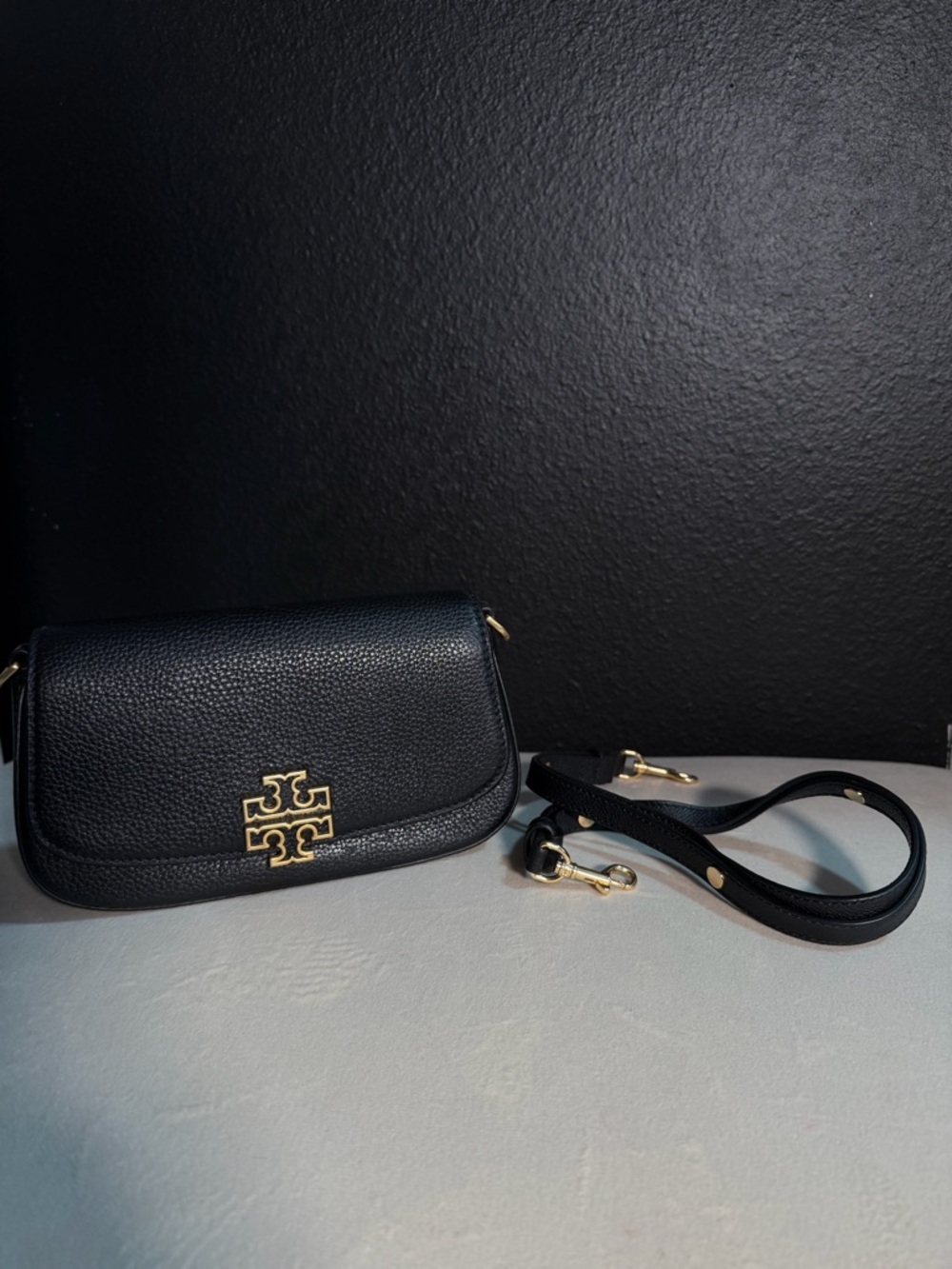 Tory Burch Black Pebbled Leather Crossbody Bag